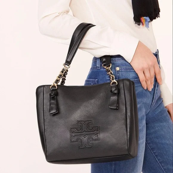 Tory Burch Harper Tote Small in Black - Picture 2 of 10